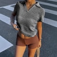 thumbnail image 5 of Women's Summer V Neck Short Sleeve Tops Shirts Blouses Striped Loose Fit Casual Comfortable Soft Breathable Daily Wear Vacation Travel Outfits Fashion Essential Gift for Ladies, 5 of 8
