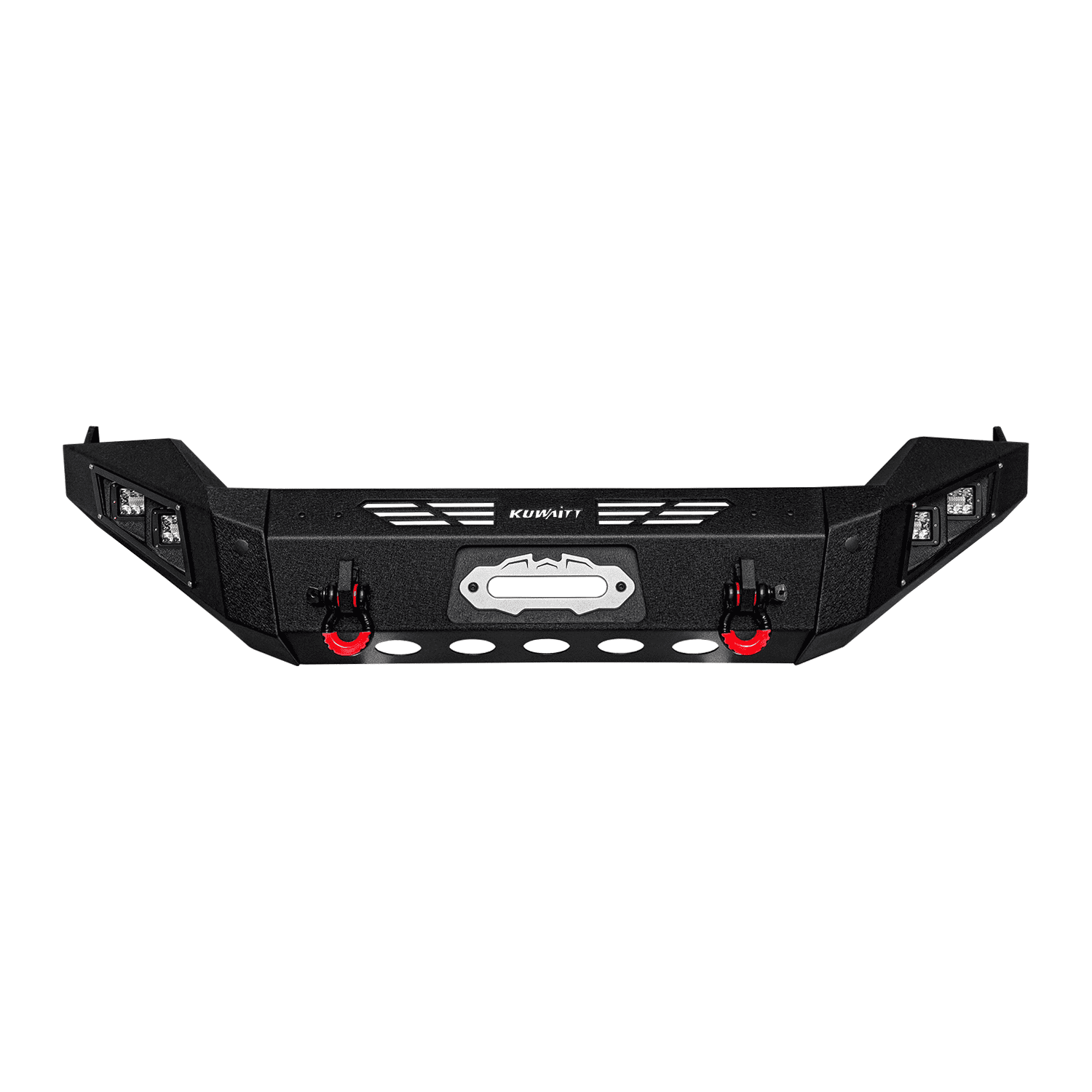 TIOYAR For 2013-2014-2015-2016-2017-2018 Dodge Ram 1500 (Not fit Rebel model) Steel Front Bumper With Winch Plate&Square Lights (Black Texture)