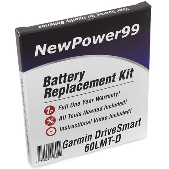 Kit de Remplacement de Batterie Garmin DriveSmart 60LMT-D avec Outils, Instructions Vidéo, Batterie Longue Durée et Garantie Complète d'Un An