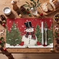 thumbnail image 3 of Smile Xmas Snowman Winter Christmas Placemats Set of 4, 12 x 18 Inch, Red, 3 of 7