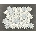thumbnail image 4 of Thassos White & Blue Celeste Marble Daisy Waterjet Mosaic Wall & Floor Tile – Case (10 Sheets), 4 of 8