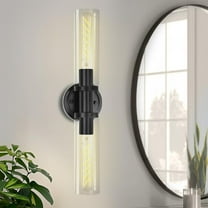 2-Light Black Bathroom Vanity Light Fixtures Over Mirror, Modern Wall Lights with Clear Glass Shade, Indoor Sconces Wall Lighting, Bedroom, Living Room, Hallway, E26 Base, Bulbs Not Included