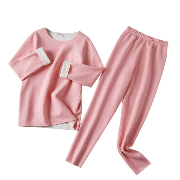 Odeerbi 4-16 Años Niño Niña Pijama Suave de Manga Larga Johns Conjunto de Ropa Interior Térmica Para Dormir Conjunto de Pijama