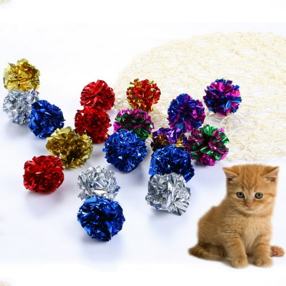 12 Pack Cat Crinkle Balls Colorful Crinkle Foil Balls Cat Kitten Sound Paper Toy Cat Toy Bright Colors Cat Toys to Attract and Engage Indoor Cats, Promote a Healthy Lifestyle for All Breed Sizes Cats