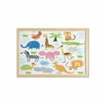 thumbnail image 1 of Animal Wall Art with Frame, Giraffe Zebra Turtle Themed Cartoon Comic Print, Printed Fabric Poster for Bathroom Living Room, 35" x 23", Multicolor, by Ambesonne, 1 of 2