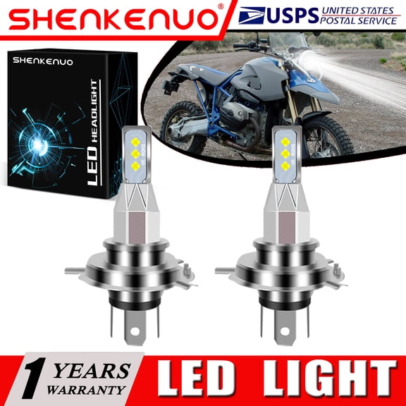SHENKENUO For BMW HP2 Enduro 2006-2008 2X 9003 H4 LED Headlights Bulb 55W High Power White,Pack of 2,C72