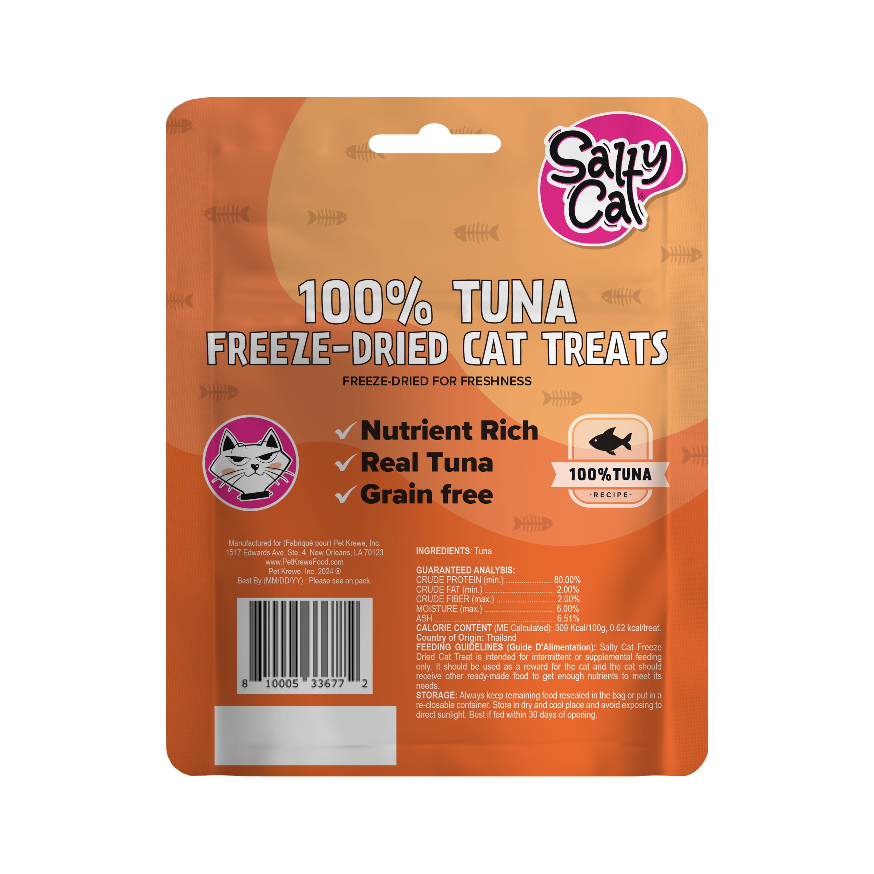 (2 pack) Salty Cat Freeze-Dried Tuna Flavor Crunchy Treats for Cats, 10g Bag