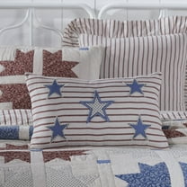 VHC Brands Celebration Farmhouse Throw Pillow, Stars & Stripes, Red Creme Blue, 14x22