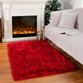 thumbnail image 2 of Lochas Soft Fluffy Rugs Faux Sheepskin Area Rug for Bedroom Bedside Living Room Carpet Nursery Washable Floor Mat,2'x4',Red, 2 of 7