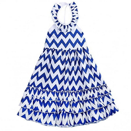 Girls Striped Sundress - Infant Kids Girls Sleeveless Backless Wave Stripe Maxi Long Sundress Boho Dress