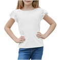 thumbnail image 4 of Mgmyaa Girls' Summer T Shirts Crewneck Ruffle Short Sleeve Cute Casual Tops 3-14 Years, 4 of 8