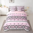 thumbnail image 3 of Manfei Pink Bohemian Aztec 7-Piece Bedding Comforter Set, Vintage Black Triangle King Bedding Sets, Teen Kid Adult Reversible Bed Sheets, Luxury Bedroom Decor, 3 of 8
