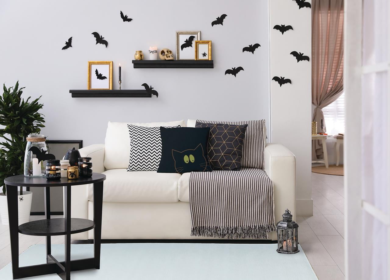 20" x 20" Simply Daisy Halloween Cat Eyes Polyester Accent Pillow, Black Qty 1