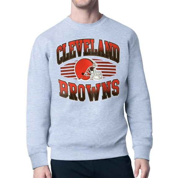 Men's Starter Heather Gray Cleveland Browns Team Grit Graphic Fleece Pullover Sweatshirt