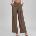 thumbnail image 2 of Wide Leg Pants for Woman Pull on Dress Pants Women High Waisted Stretchy Work Pants Business Casual Trousers with Pockets Khaki XL(XL), 2 of 6