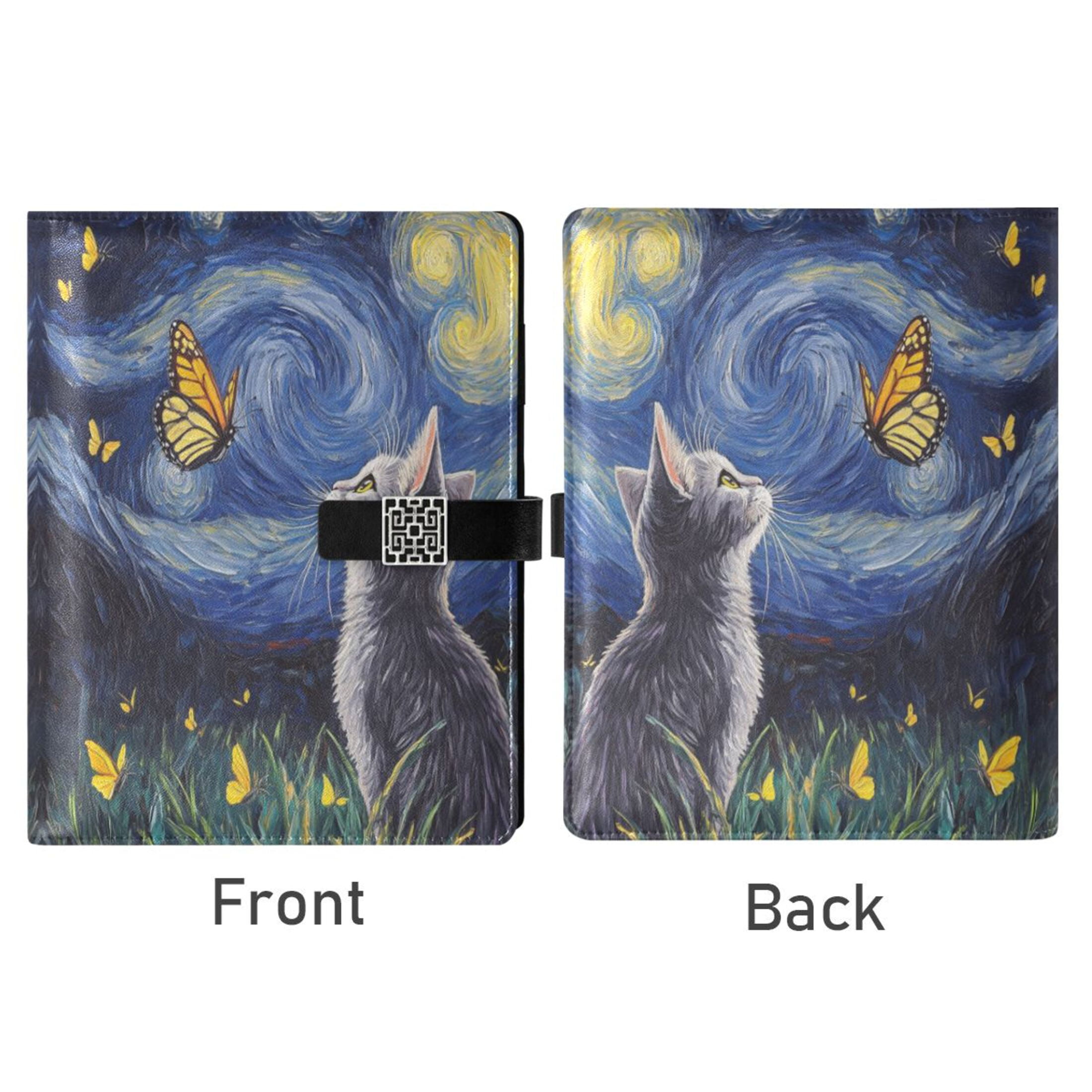 Leather Planner Leather Notebook Notebook Journal Binder Design Pen Pocket Design Convenient for Storage Star Cat