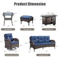thumbnail image 4 of Bellefurn 8 Pieces Outdoor Patio Furniture Set with Fire Pit Table and Swivel Rocker Chairs,Rattan Outdoor Conversation Set with for Porch Deck Backyard Poolside, 4 of 11