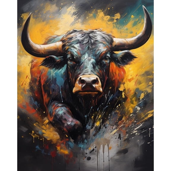 Paint by Numbers for Adults Kids Beginner Galloping Raging Horns DIY Acrylic Painting by Numbers Kits with Brushes Acrylic Pigment Home Decoration Gifts 16 x 20 inch