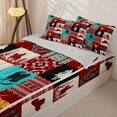 thumbnail image 2 of Manfei Bohemian Hippie Aztec Zipper Queen Comforter Set with Fitted Sheet and 2 Pillowcases,Western Cowboy Zipper Bedding Set,Red Turquoise,Reversible, 2 of 7