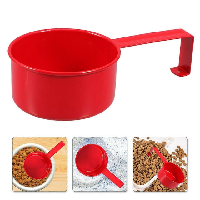 Iron Storage Bucket Hanging Scoop Multi-Functional Rice Measuring Cup Pet Food Scoop Laundry Powder Spoon with Hanging Handle