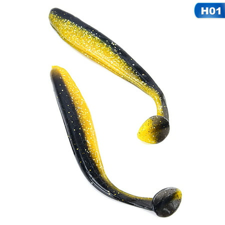 AkoaDa 1pcs 80mm Soft Lures Wobblers Fishing Lure Silicone Bait Double Color Carp Artificial Bait