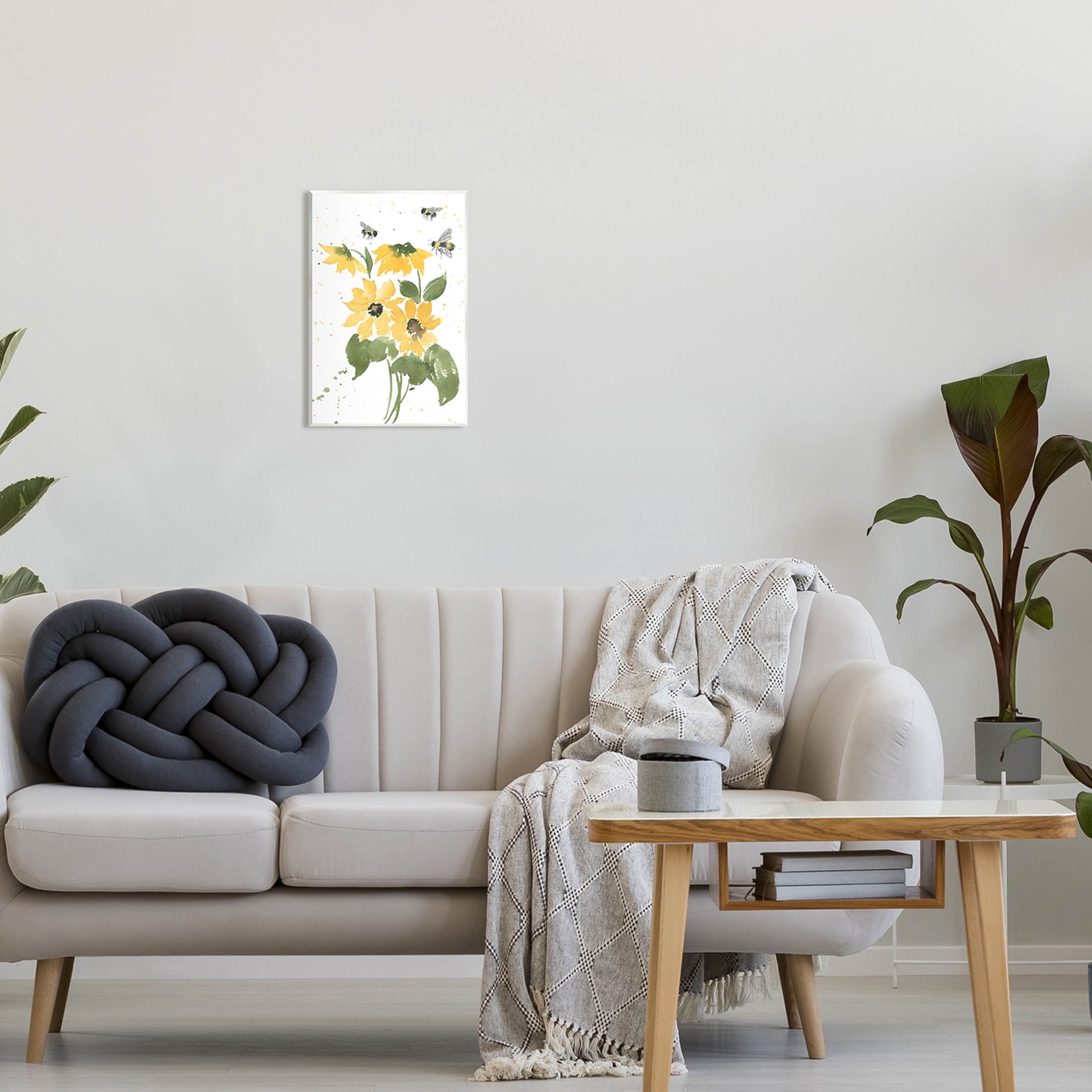 Stupell Industries Buzzing Bees Flower Blossom Graphic Art Unframed Art Print Wall Art, Design by Lucille Price
