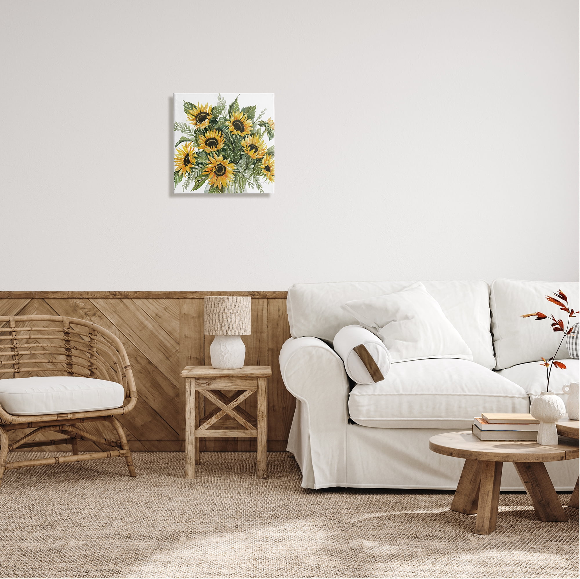 Stupell Industries Bold Sunflower Bunches Floral Country Blossom Bouquet Graphic Art Gallery Wrapped Canvas Print Wall Art, Design by Cindy Jacobs