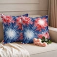 thumbnail image 2 of Independence Day Pillow Covers 2 Pack American Patriotic Fantasy Firework Red Plaid Frame Pillowcase Waterproof Outdoor Throw Pillow Cover for Patio Garden Square Cushion 20”x20”, 2 of 9