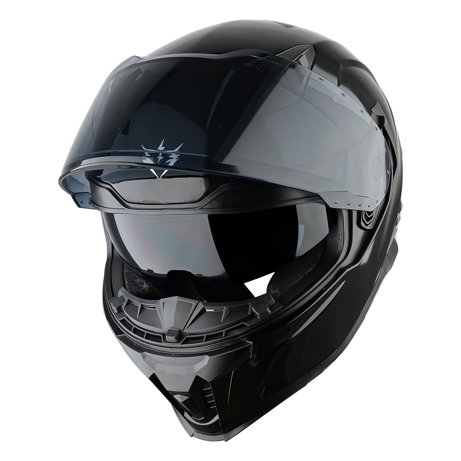 1Storm Motorcycle Full Face Helmet for Adults Men and Women Street Bike Racing Helmet DOT Approved with one Extra Clear Shield: KT828 Glossy Black