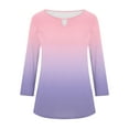 thumbnail image 6 of Vekome Women Shirts 3/4 Sleeve Plus Size Pullover Tops Round Neck Casual Tee Shirts Gradient Summer Blouses Pink L, 6 of 6