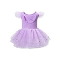 thumbnail image 3 of Byoo Toddler Girls' Sequin Tutu Dress Flutter Sleeve A-Line Puff Tulle Ballet Dress Princess Dress for Birthday,Purple, 3 of 4