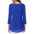 thumbnail image 5 of miqiqism Women's 3/4 Sleeve Tunic Tops Round Neck Flowy Shirts Glitter Mesh Pleated Layered Shirt Ladies Casual Pullover Tshirts Fashion Party Blouses,01_Blue,Small, 5 of 7