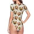 thumbnail image 4 of Naloa Colorful Roosters Women's Short-Sleeved Onesie, One-Piece Swimsuit for Parties, dates, clubs - Medium, 4 of 9