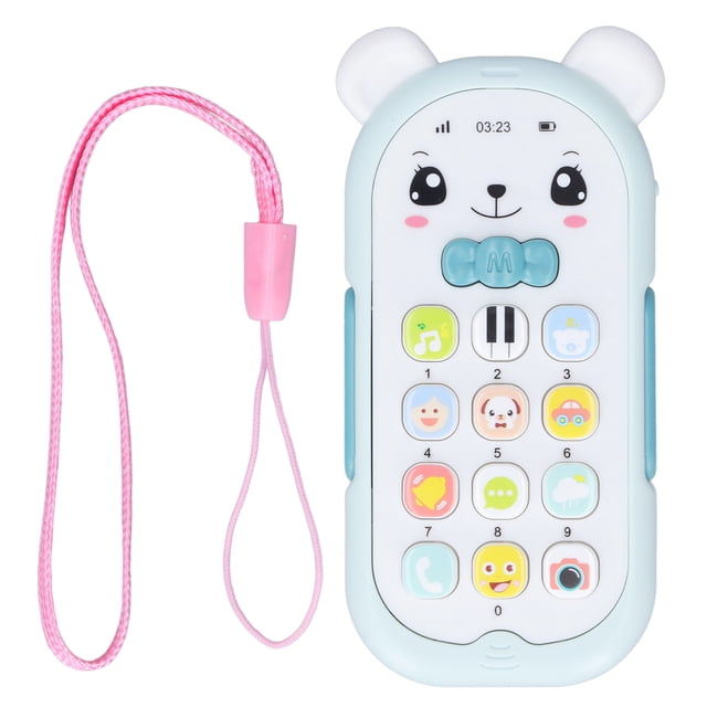 Teléfono móvil de juguete de simulación de dibujos animados educativos, teléfono electrónico para bebés con luz musical para niños de 3 años o más