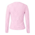 thumbnail image 5 of Mesh Top Women Women's Long Sleeve Neck Sheer Blouse See Through Floral Lace Tops Pink M, 5 of 6