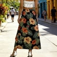 thumbnail image 6 of Floral Maxi Skirt for Women Fashion Casual High Waist Stretchy Printed A-Line Flowy Vcation Summer Beach Skirt Multicolor, 6 of 8