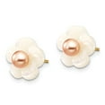 thumbnail image 3 of 14k 3-4mm Pink Fw Cultured Pearl With 10mm Simulated Mother of Pearl Flower Post Stud Earrings - Mea - Measures 10x10mm, 3 of 4