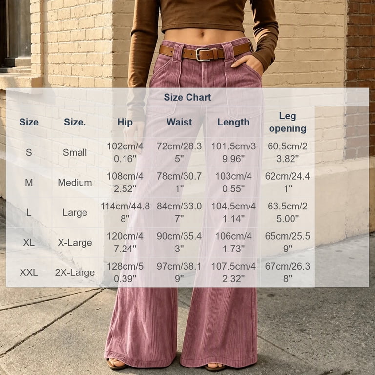 Fall Beck QIYAGBSA Women Pants Corduroy Wide Leg High Waist Pull On Elastic Back ...