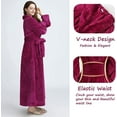 thumbnail image 4 of LOFIR Womens Robe, Long Fleece Bathrobe Warm Super Soft  Slim Elastic Plush Robe with Waist Pockets for Women - L/XL, Rose Red, 4 of 8