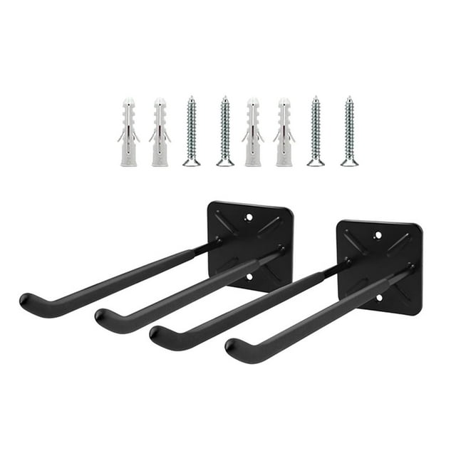 2 ganchos de pared para garaje, neumáticos, escaleras y herramientas de jardín. Negro