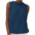 thumbnail image 2 of Eryao Holiday Deals Womens Plus Size Linen Tank Tops Round Neck Sleeveless Tees Summer Lightweight Vacation Beach Vest Shirts,Navy,XXXL, 2 of 8