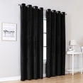 thumbnail image 2 of Fashnice Blackout Grommet Drapes Energy Efficient Velvet Window Curtain UV Protection Modern Curtains Panel Living Room Black W:52"x H:84", 2 of 8