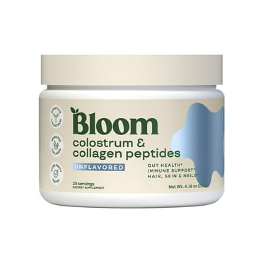 Bloom Nutrition Colostrum & Collagen Peptides Powder, Unflavored, 25 Servings