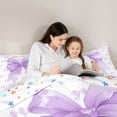 thumbnail image 4 of Erosebridal Cute Bowknot Twin Comforter Sets for Girls, Purple Ribbon Bedding Set, Colorful Stars Reversible, 1 Comforter and 1 Pillowcase, 4 of 6