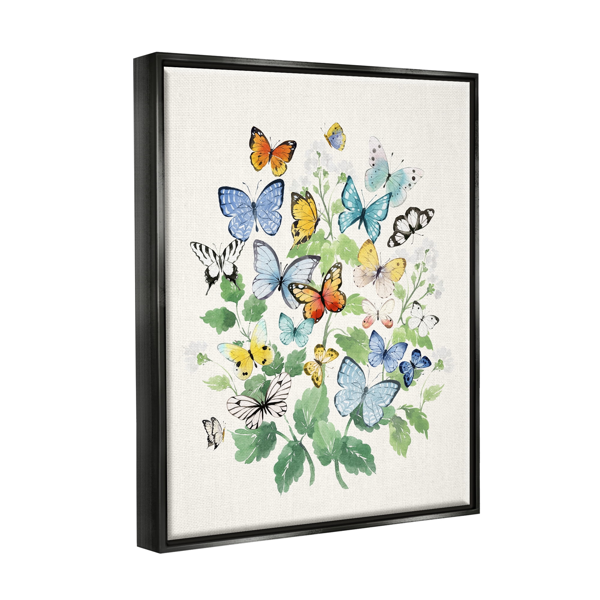 Stupell Industries Butterflies & Spring Florals Animals & Insects Painting Black Floater Framed Art Print Wall Art, 25 x 31