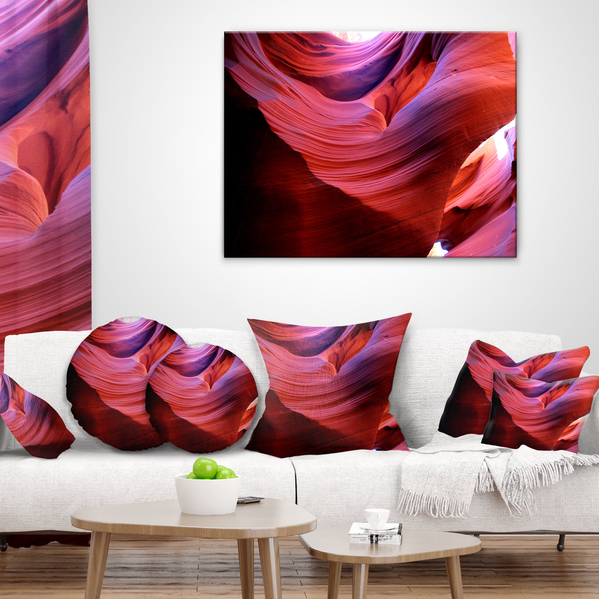 Designart Antelope Canyon Light Rays - Landscape Photography Throw Pillow - 18x18