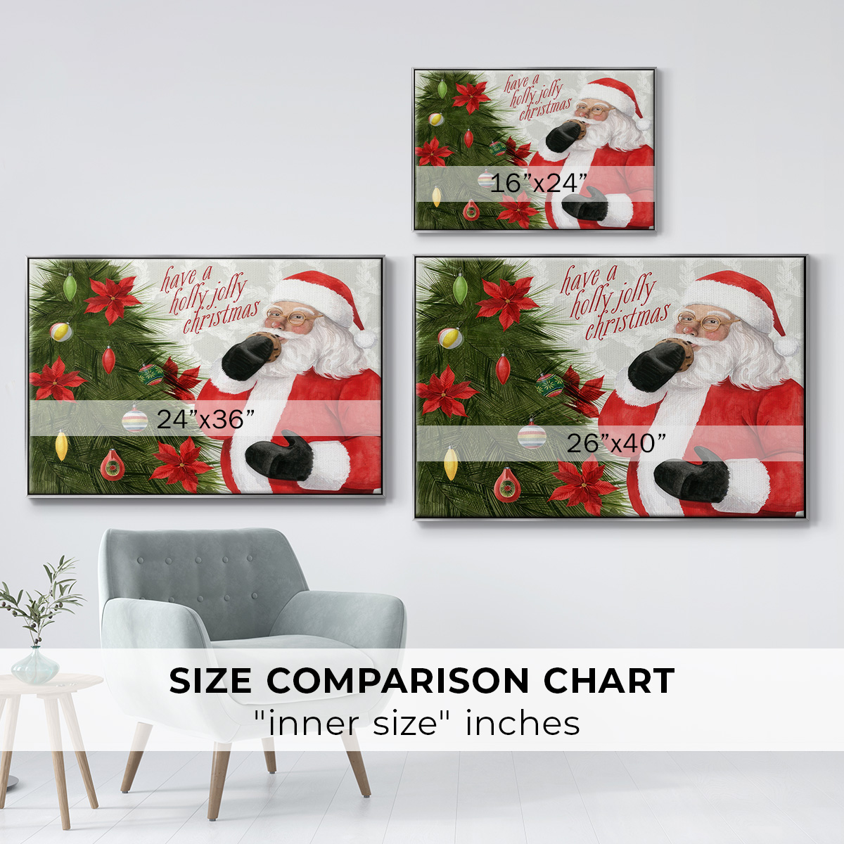 Arose Such a Clatter Collection A - Framed Gallery Wrapped Holiday Canvas - 25 x 37 - Silver Frame