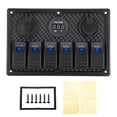 thumbnail image 3 of Rocker Switch Panel 4 Gang Rocker Switch Waterproof Rocker Panel Car Toggle Panel Boat Rocker Switch 12V-24V 6 Gang Rocker Switch Panel With  Lighter Socket 2 USB Voltmeter Display, 3 of 8
