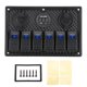 thumbnail image 1 of Panel de interruptor basculante de 6 bandas de 12V-24V con enchufe para encendedor de cigarrillos, 2 pantallas de voltímetro USB para coche, barco, camión, RV, 1 of 14