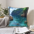 thumbnail image 4 of KLL Tropical Paradise Window View Decorative Throw Pillow Covers Velvet Soft for Couch Sofa Bedroom Living Room Outdoor (No pillow core)- 20"x20", 4 of 5